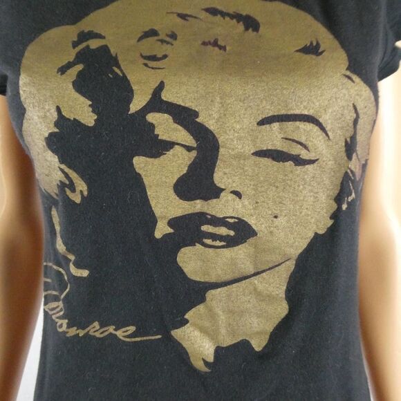Ejel Marilyn Monroe Black Gold Graphic Short Sleeve T Shirt Tee Fitted XL - Picture 1 of 8